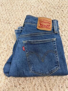 Levis Wedgie Straight Jeans - Blue Denim Size 27